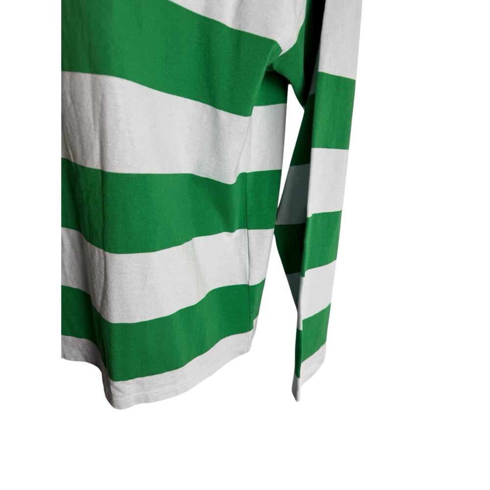 J. Crew Green and White Relaxed 3/4 boat neck shirt - Picture 4 of 9